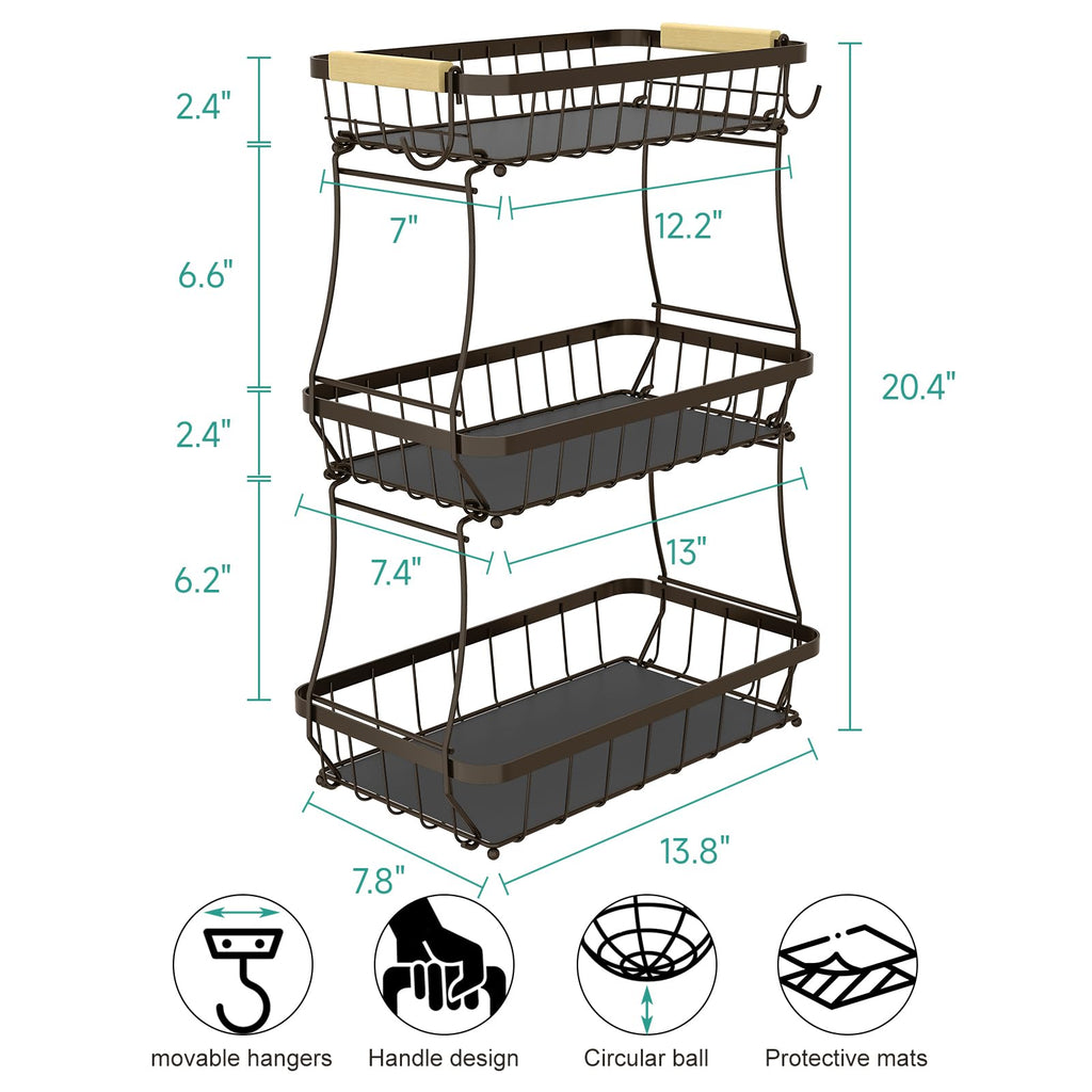 3-Tier Detachable Metal Fruit Basket M704