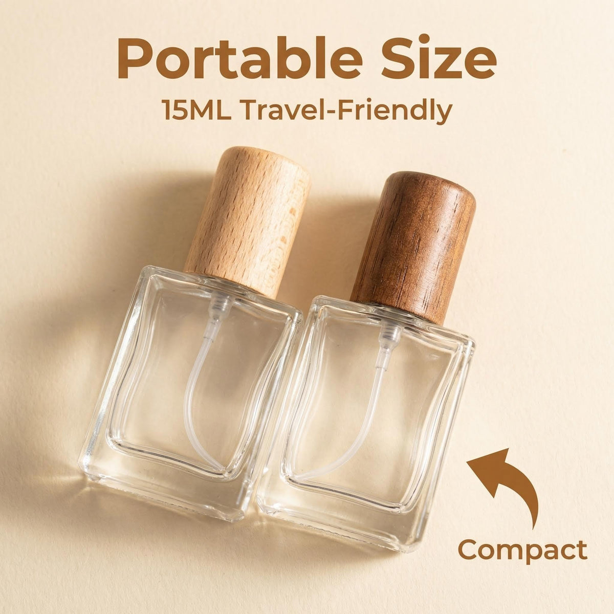 2 Pcs 15ml Clear Mini Glass Perfume Bottle with Wood Lid V300903
