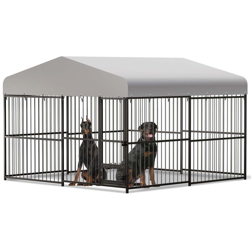 10x10x6 ft Heavy-Duty Outdoor Dog Kennel with Roof E472