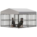10x10x6 ft Heavy-Duty Outdoor Dog Kennel with Roof E472