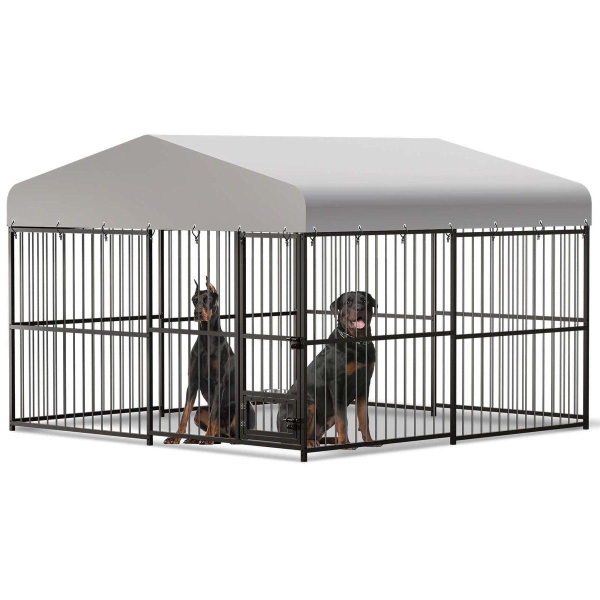10x10x6 ft Heavy-Duty Outdoor Dog Kennel with Roof E472