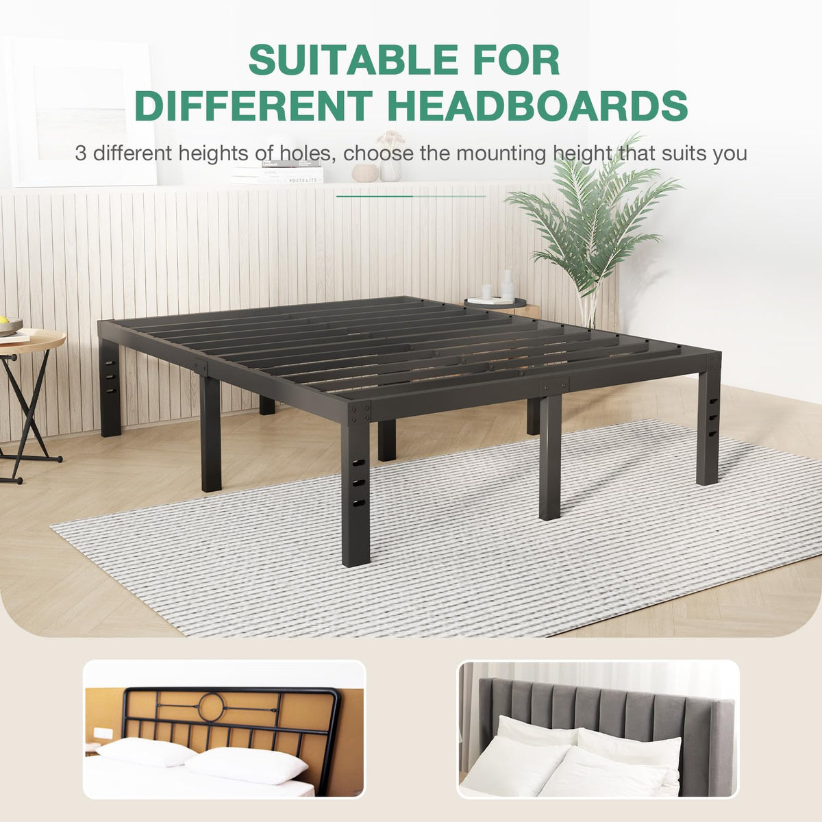 Queen Size 14 Inch Metal Platform Bed Frame P761