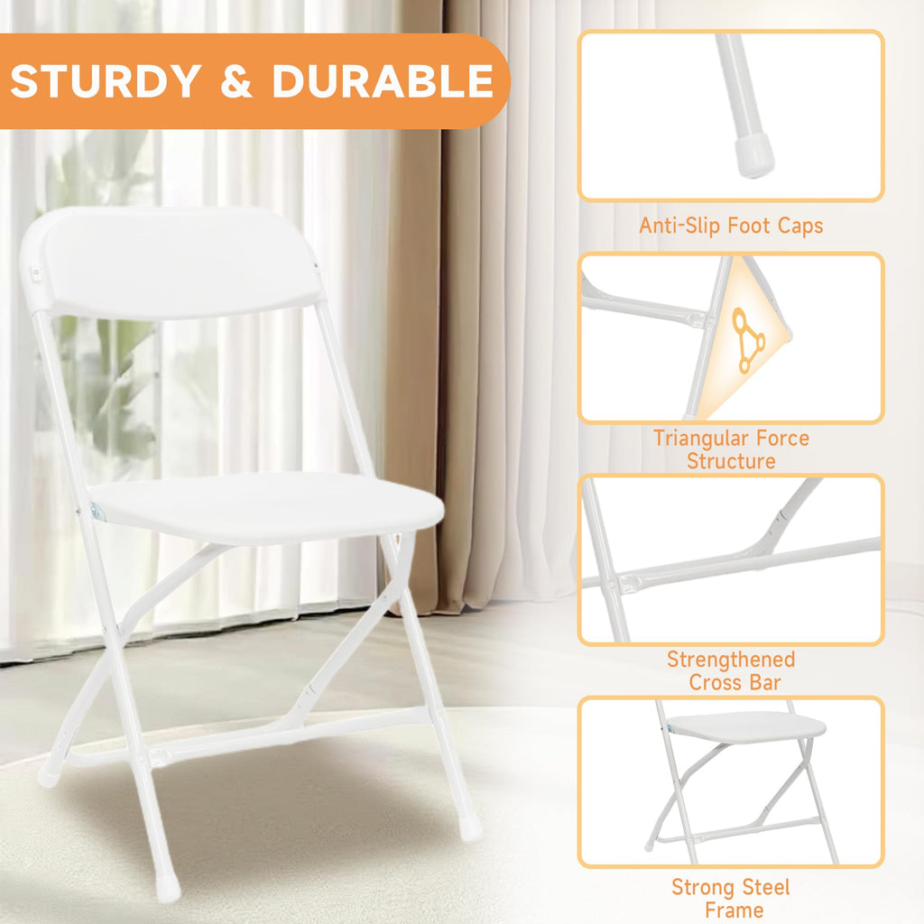 10 Pack White Folding Chairs 350LBS Capacity Steel B997973