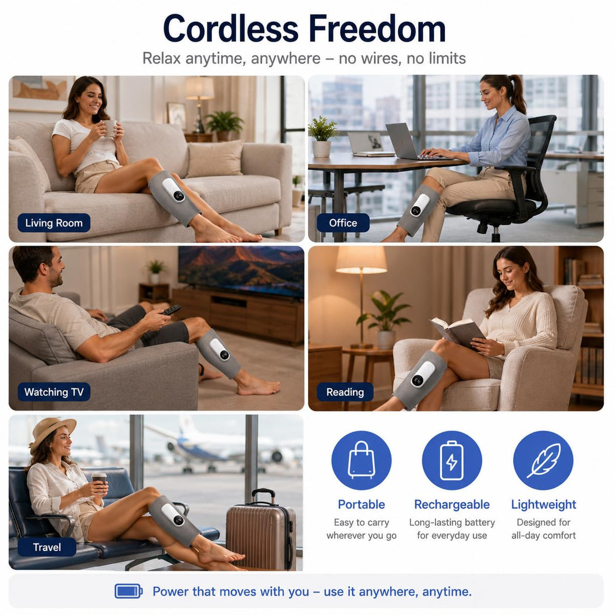 Cordless Air Massage Kneading Leg Massager B6773