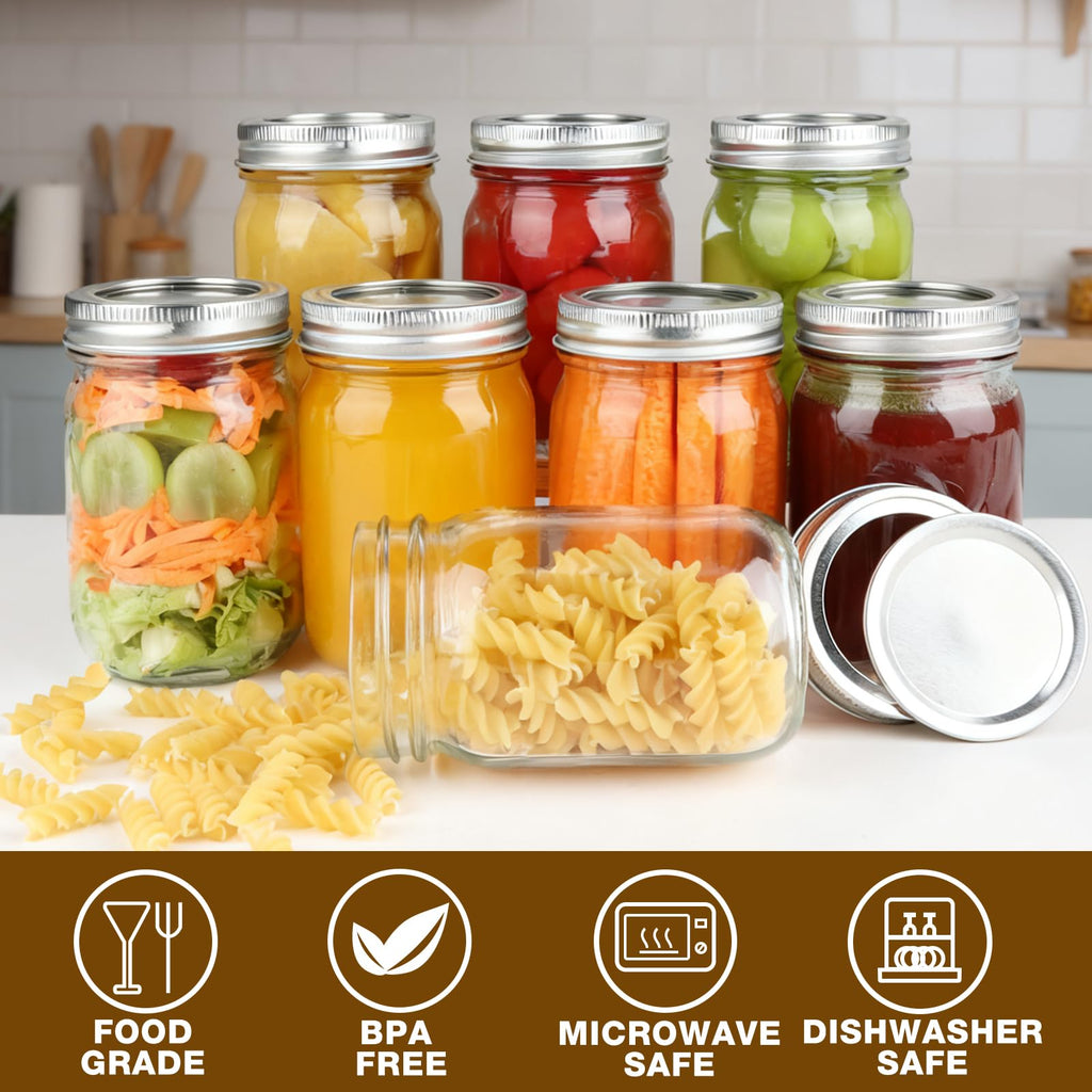 20 Pack 12 oz Mason Jars with Lids and Bands D7792