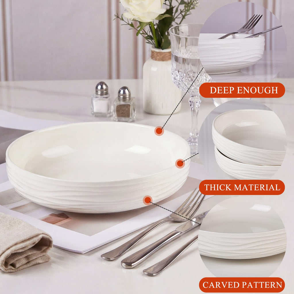 White Pasta Bowls Set of 4 U90857