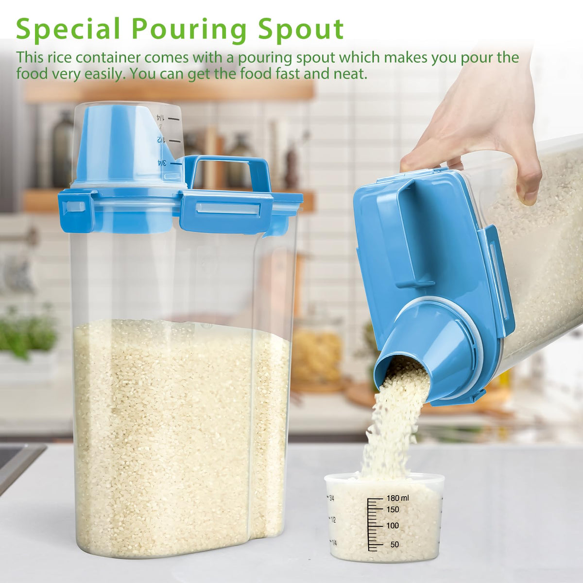 Airtight Rice Storage Container with Measuring Cup Y29157