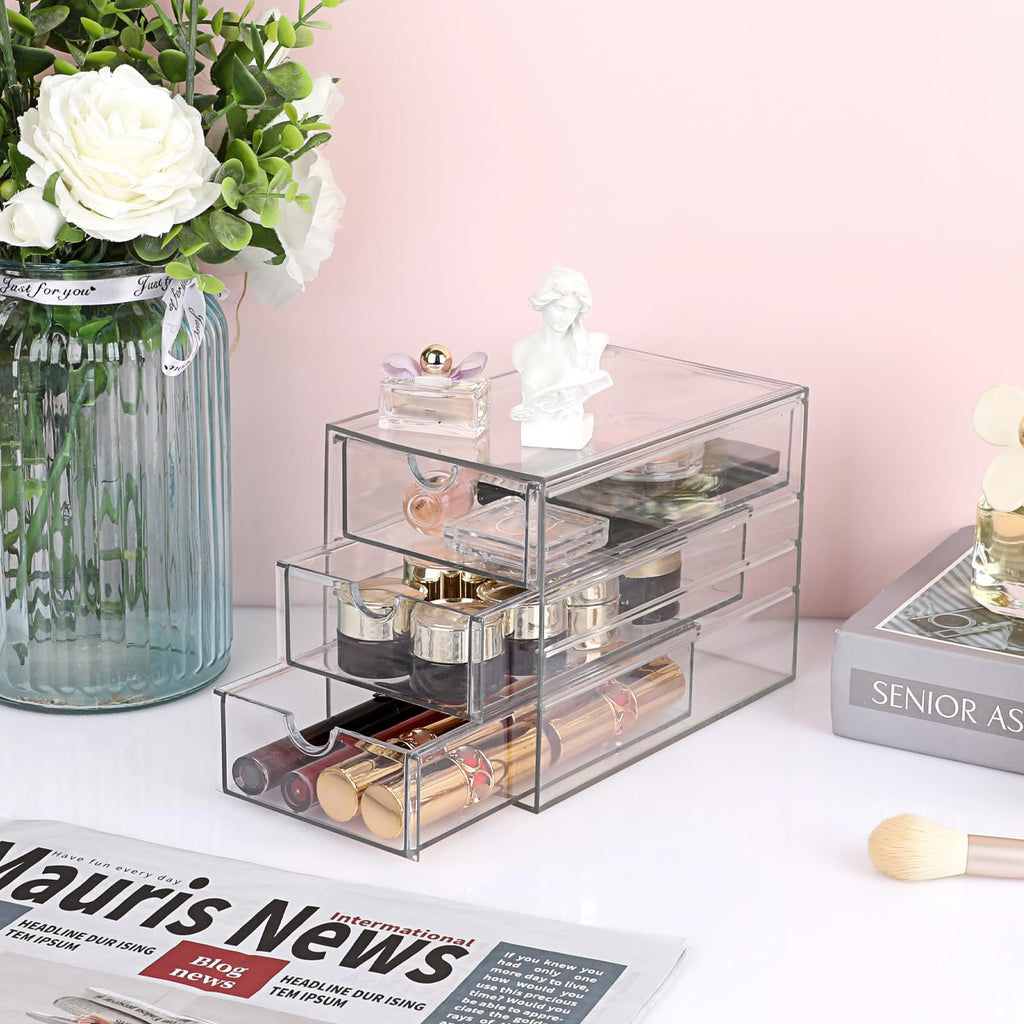3 Drawer Clear Acrylic Desktop Organizer O6657