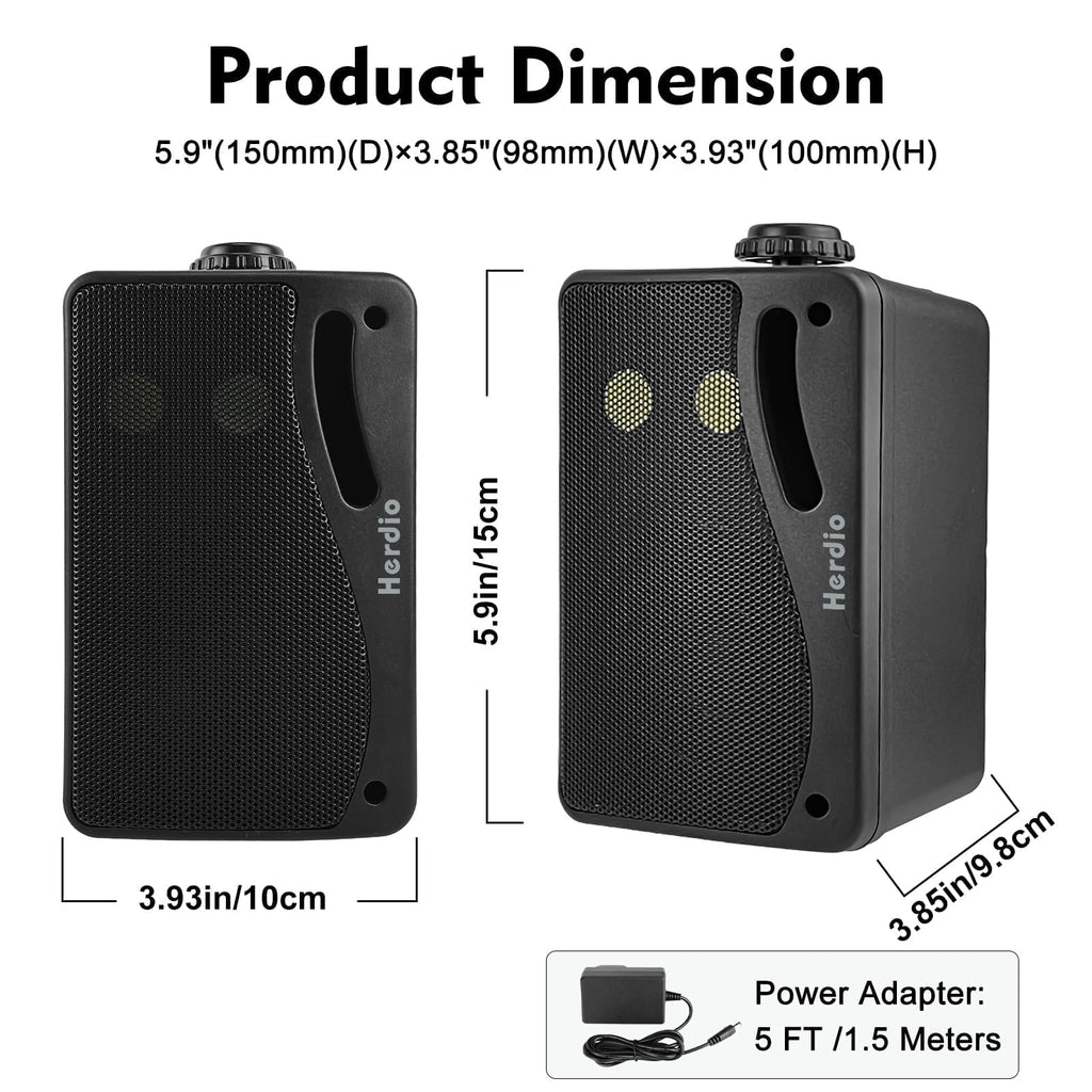 3.5" 200W Outdoor Bluetooth Speakers, IP44 Waterproof, Black, 2-Pack Q144