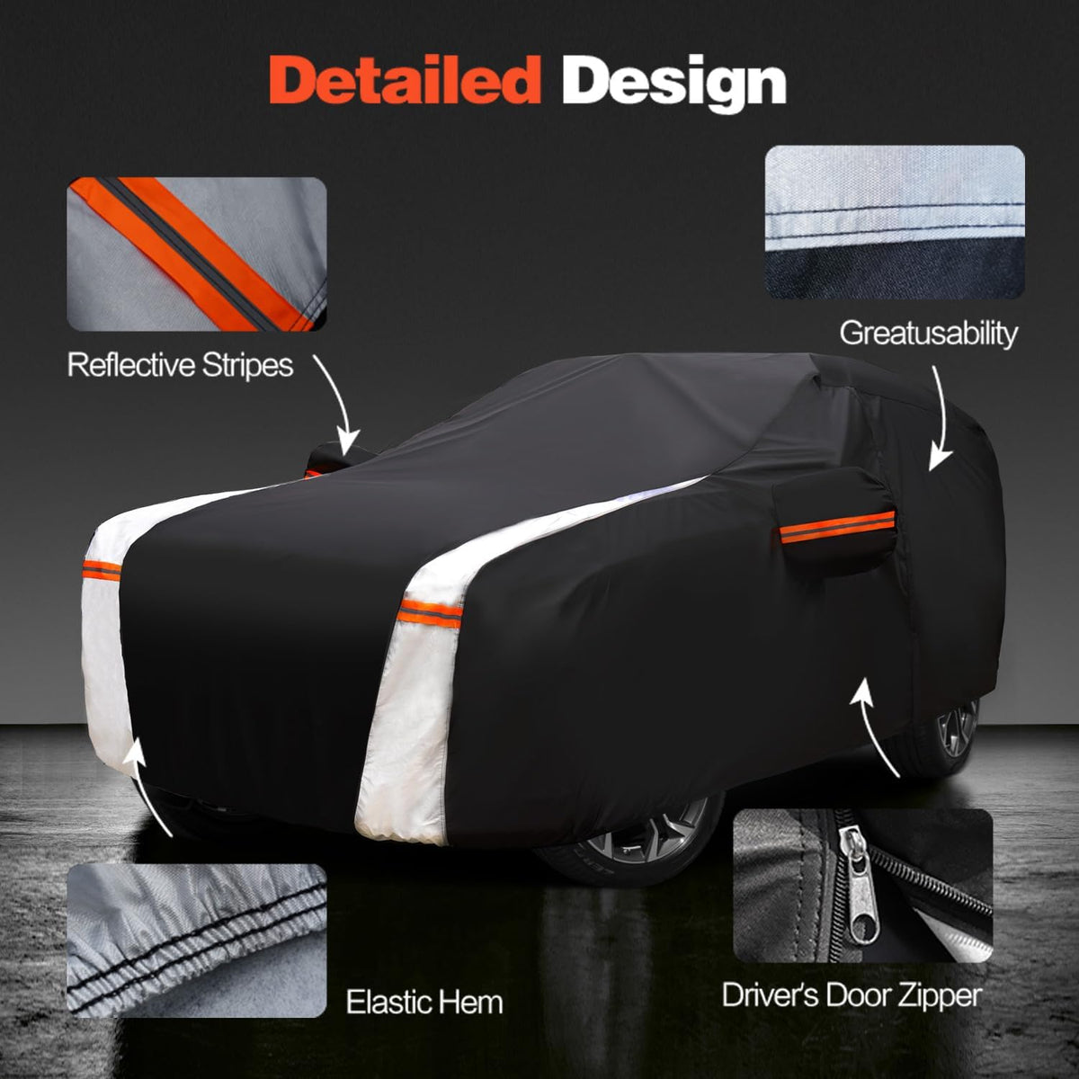 Truck Cover with Camper Shell Topper, Waterproof All Weather with Door Zipper Y465