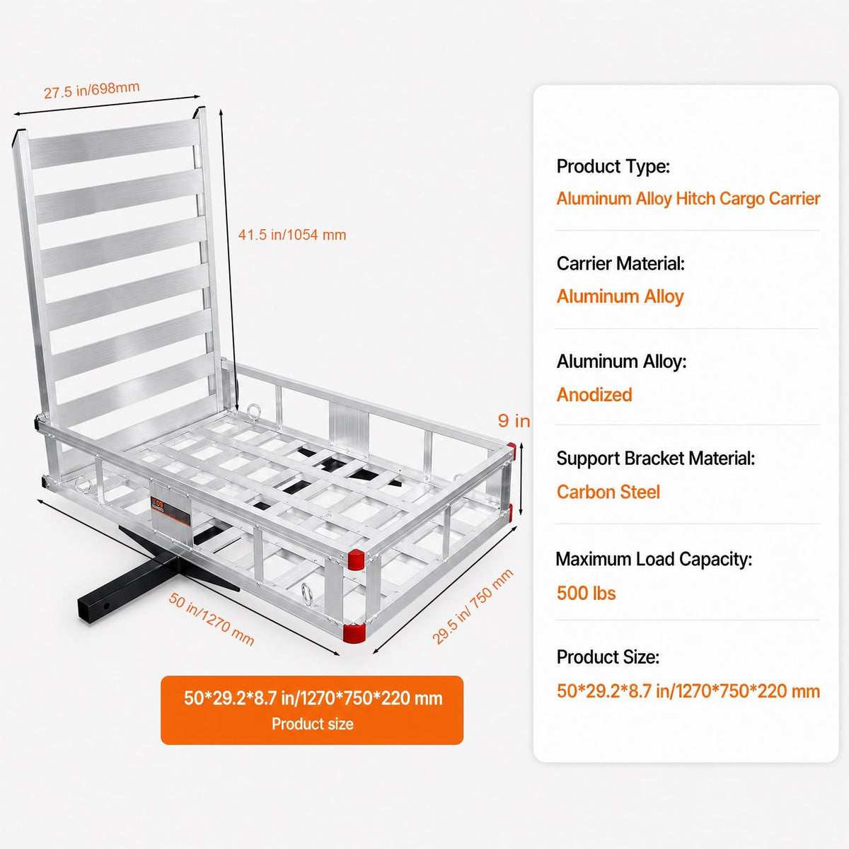 Aluminum Hitch Cargo Carrier with 27.5 in Folding Ramp Z1290