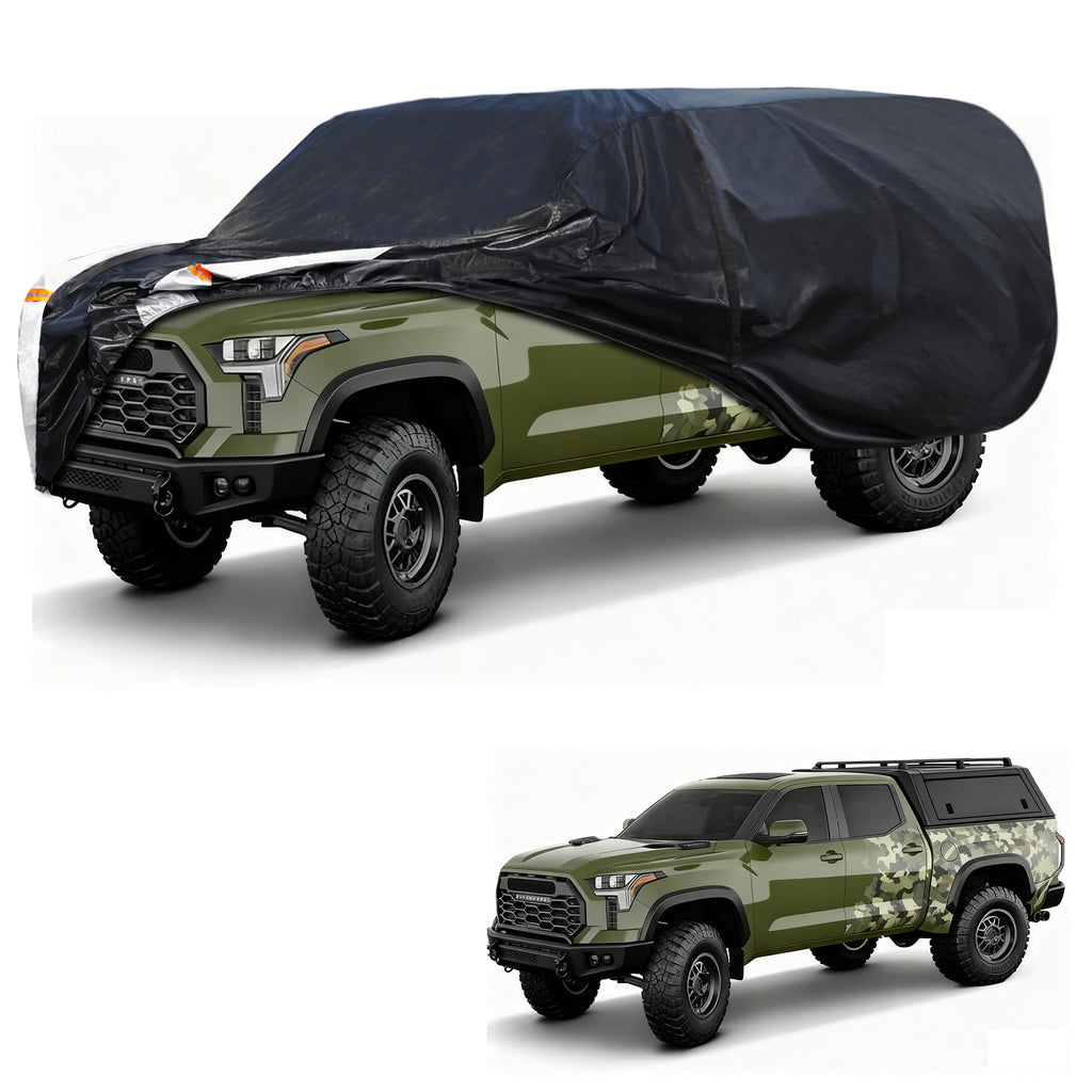 Truck Cover with Camper Shell Topper, Waterproof All Weather with Door Zipper Y465