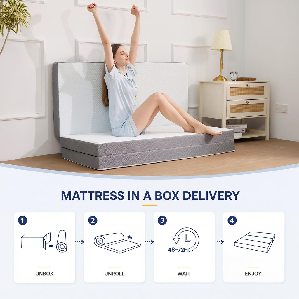 6 Inch Memory Foam Trifold Folding Mattress F666806