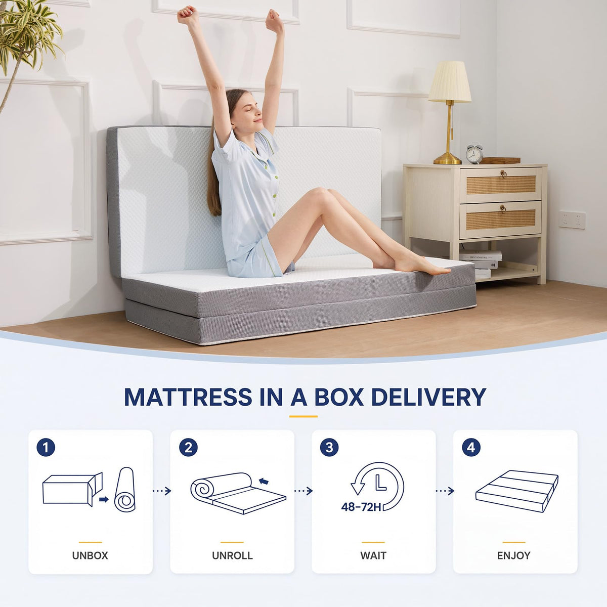 6 Inch Memory Foam Trifold Folding Mattress F666806