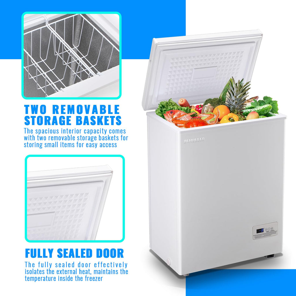 3.5 CU.FT White Chest Freezer with Two Removable Baskets I694