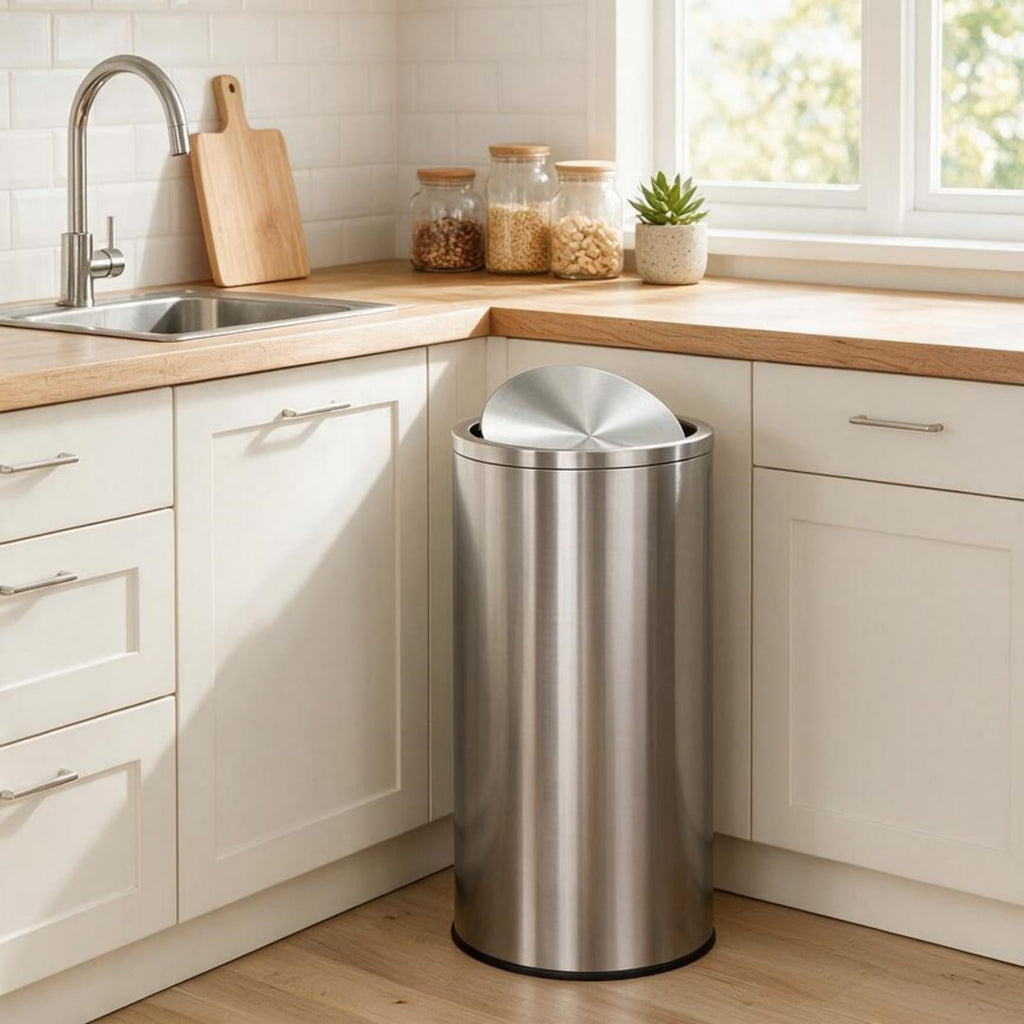 13.2 gal Stainless Steel Swing Top Trash Can Y162