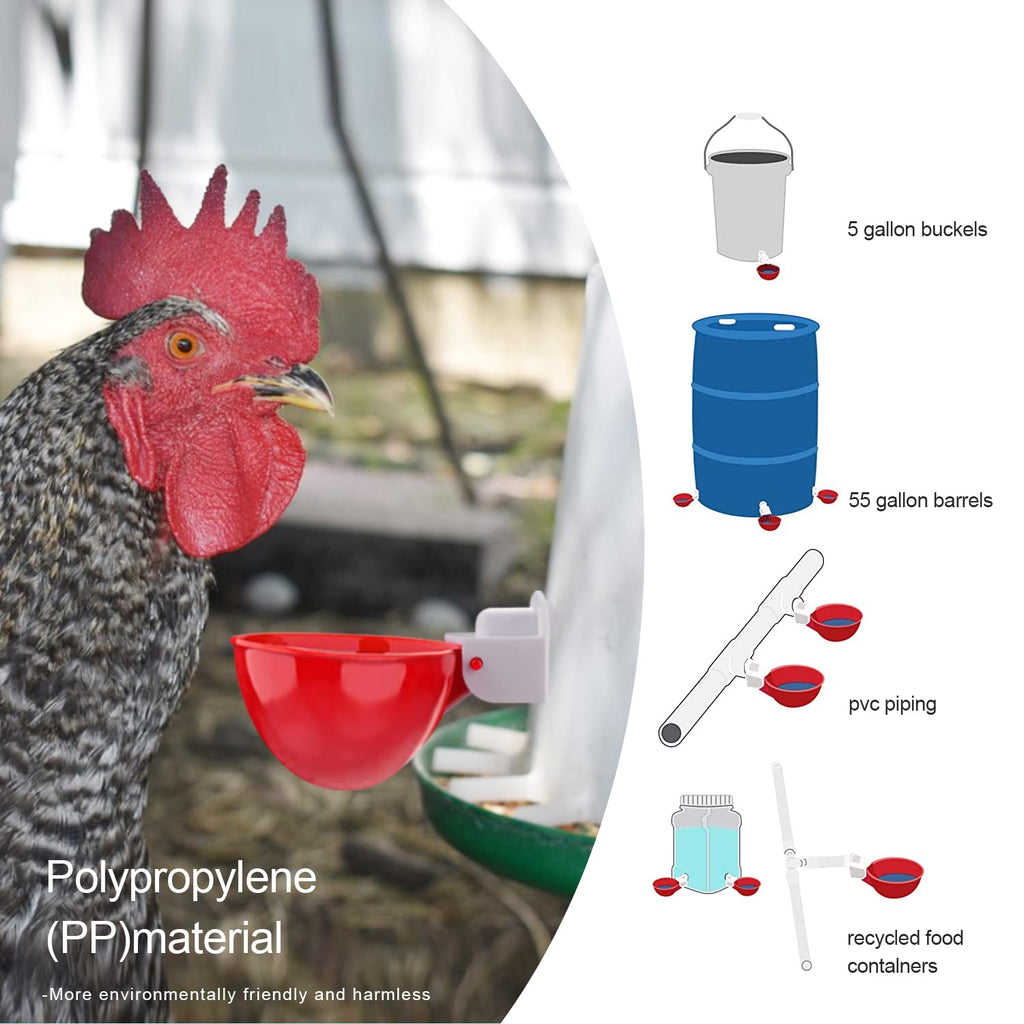6 Packs Chicken Waterer Cups with Mounting Hole Opener Y596038