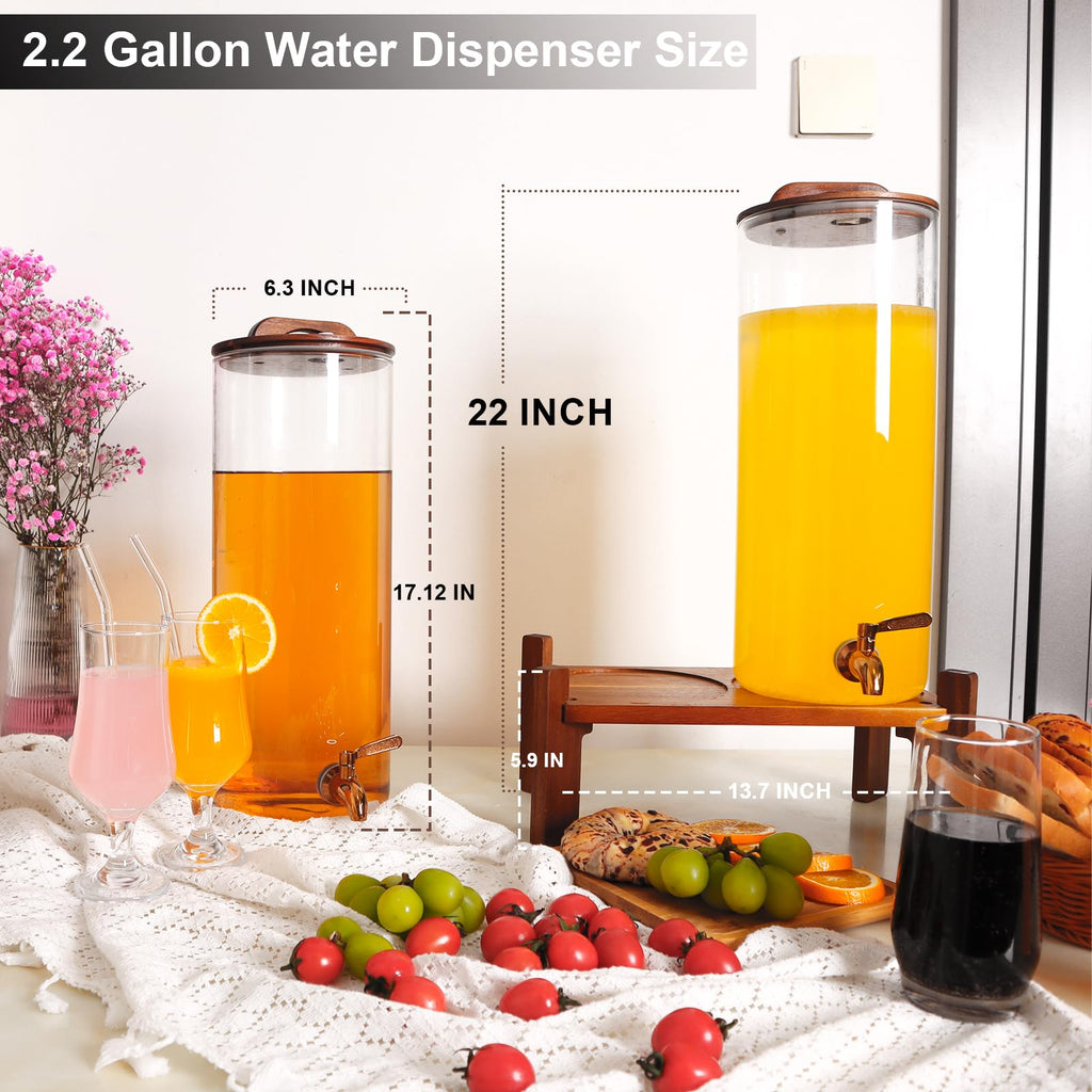 2.2 Gallon Glass Drink Dispenser with Stand V2521