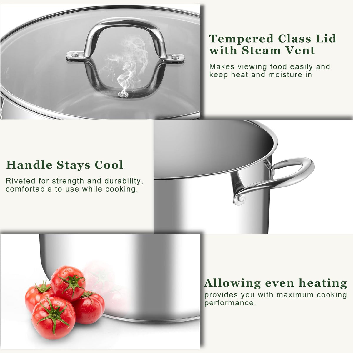 14Qt Stainless Steel Stock Pot with Lid U1200