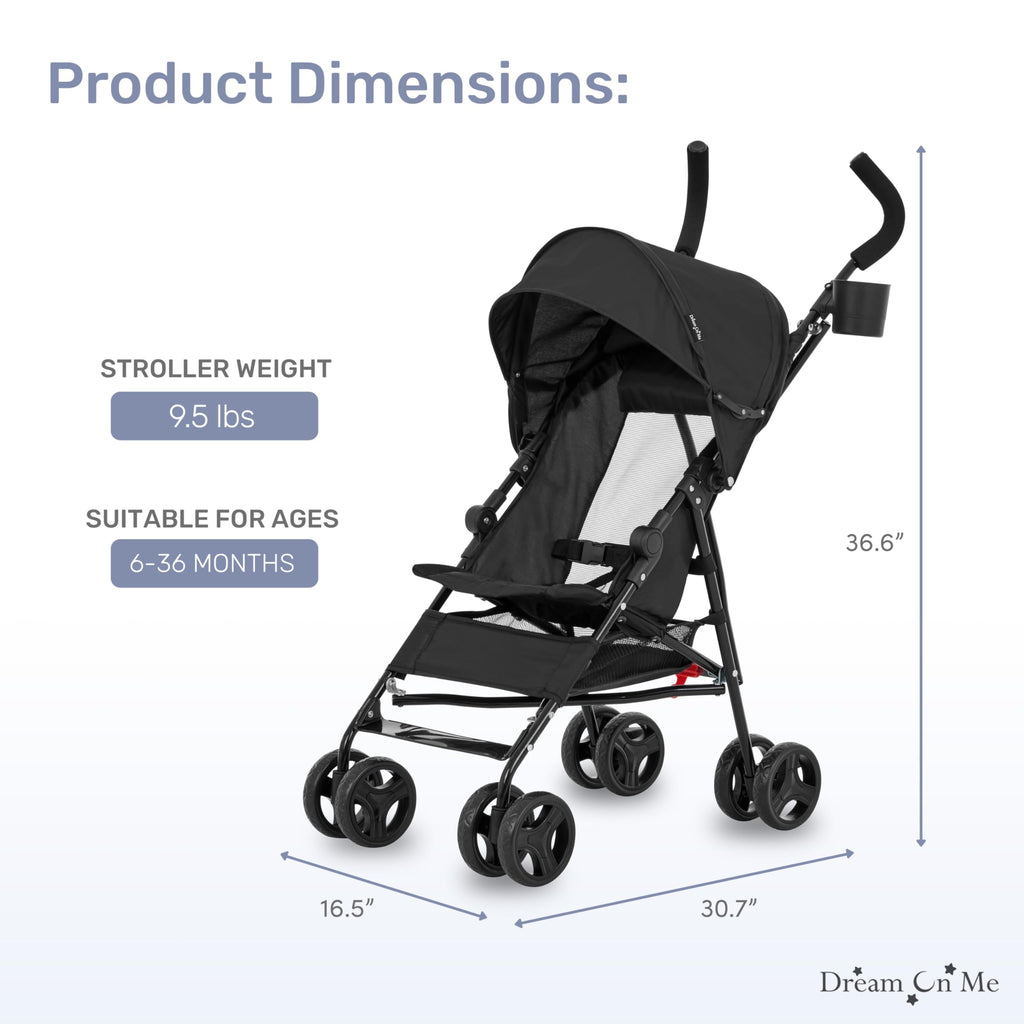 Lightweight Compact Umbrella Stroller with Cup Holder - Black H83782