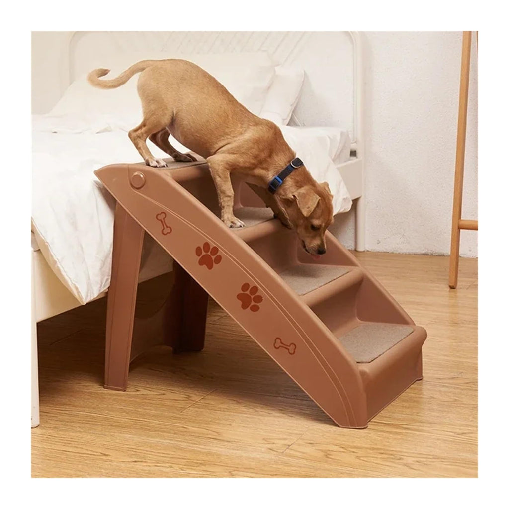 Folding Plastic 4 Steps Non-Slip Dog Stairs Light Gray S885112