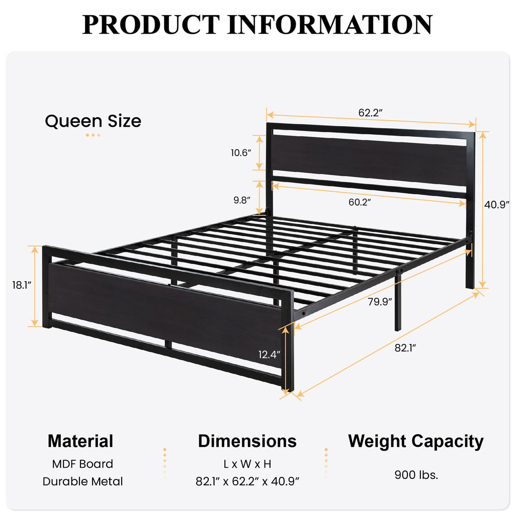 Queen Size Bed Frame with Headboard V442