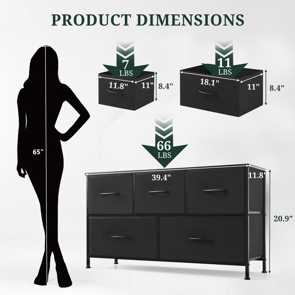5 Drawer Fabric Dresser C966