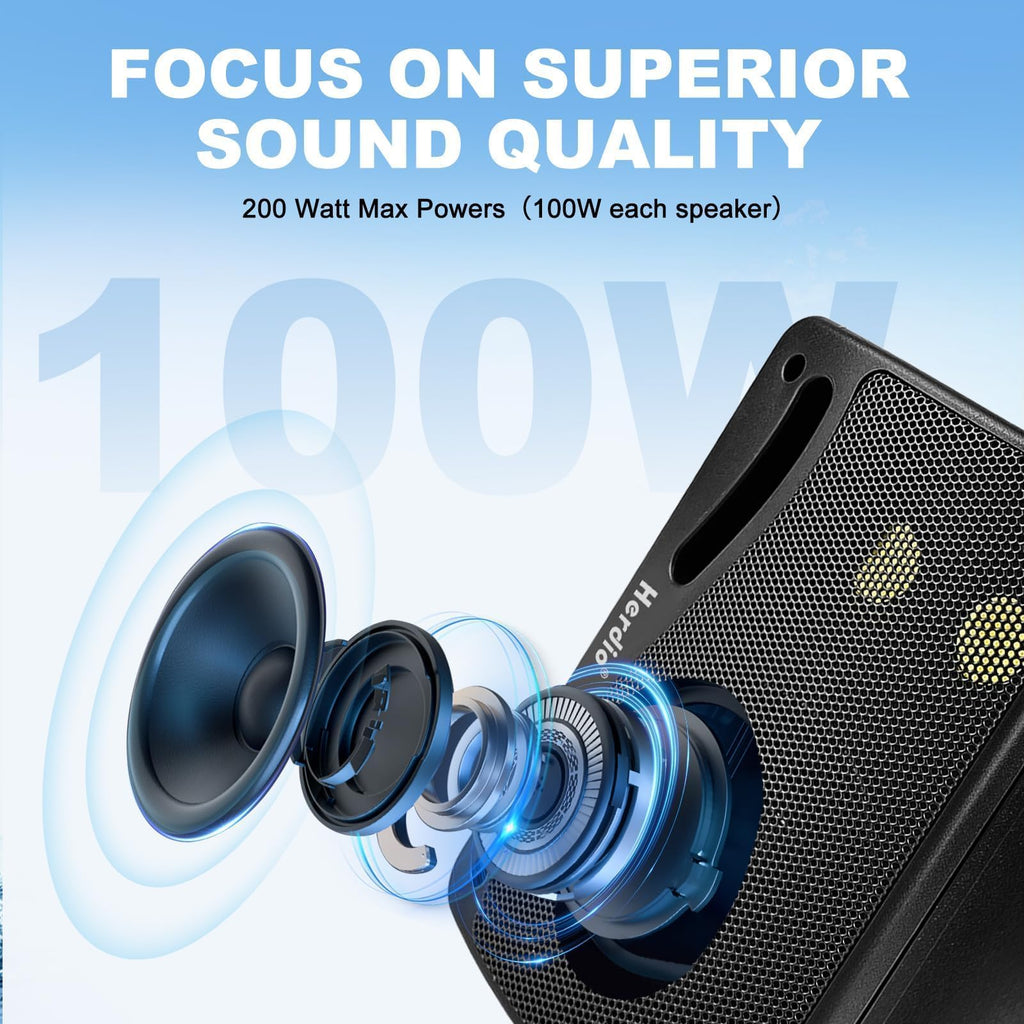 3.5" 200W Outdoor Bluetooth Speakers, IP44 Waterproof, Black, 2-Pack Q144
