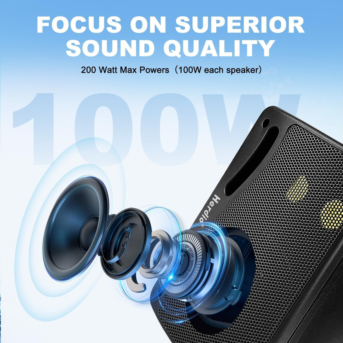 3.5" 200W Outdoor Bluetooth Speakers, IP44 Waterproof, Black, 2-Pack Q144