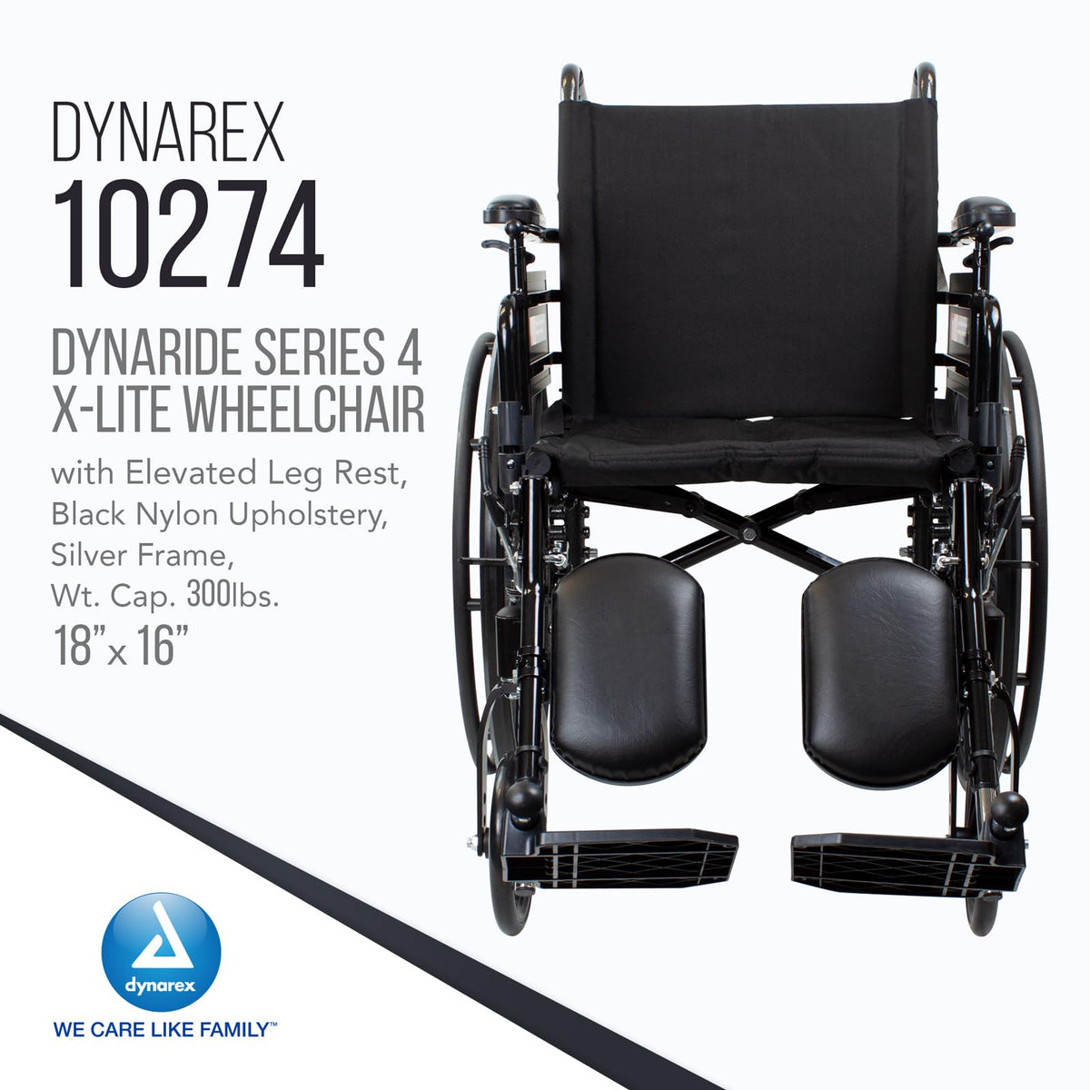 Black Nylon Wheelchair with Elevated Leg Rest M33011