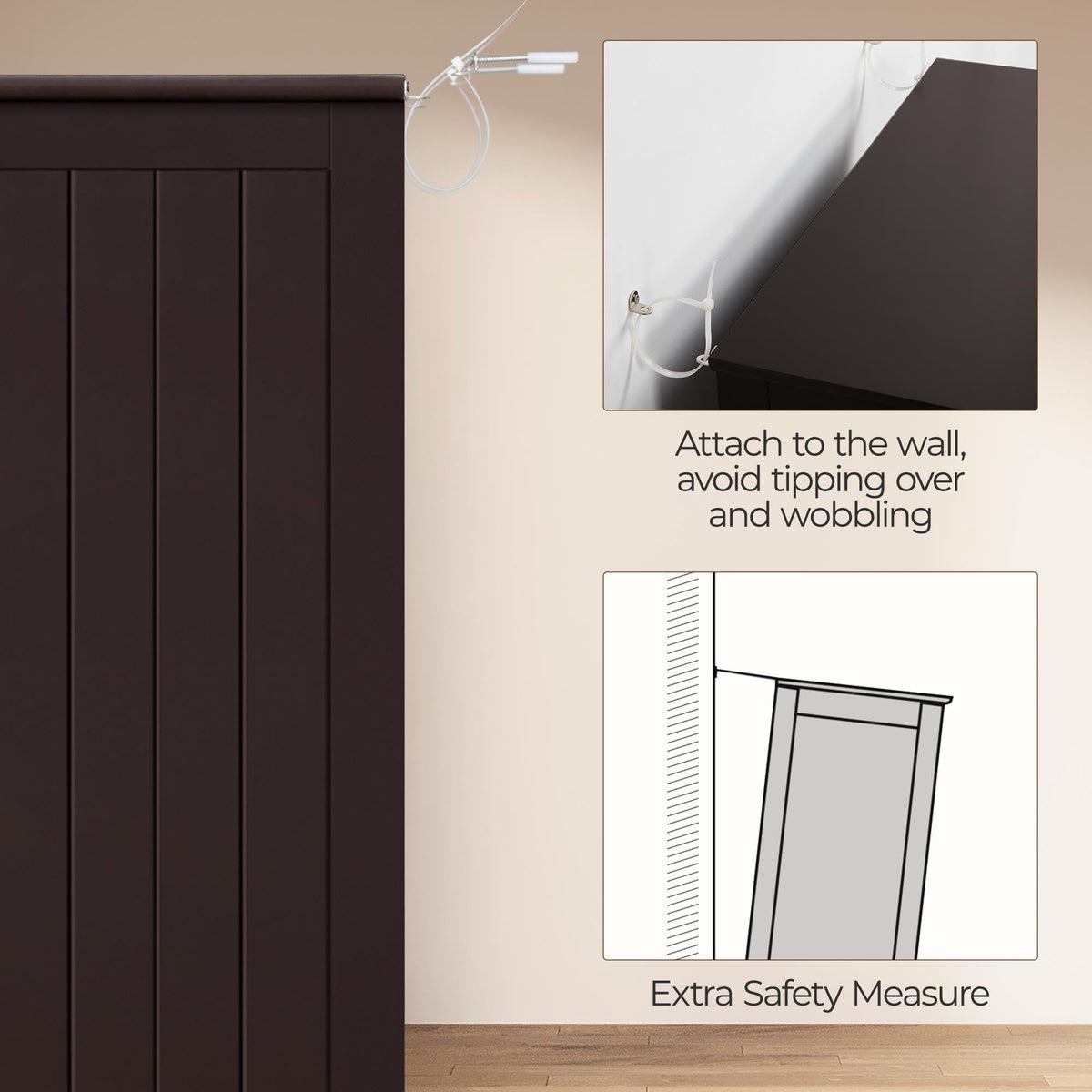 Small Espresso Bathroom Storage Cabinet with 2 Doors T340