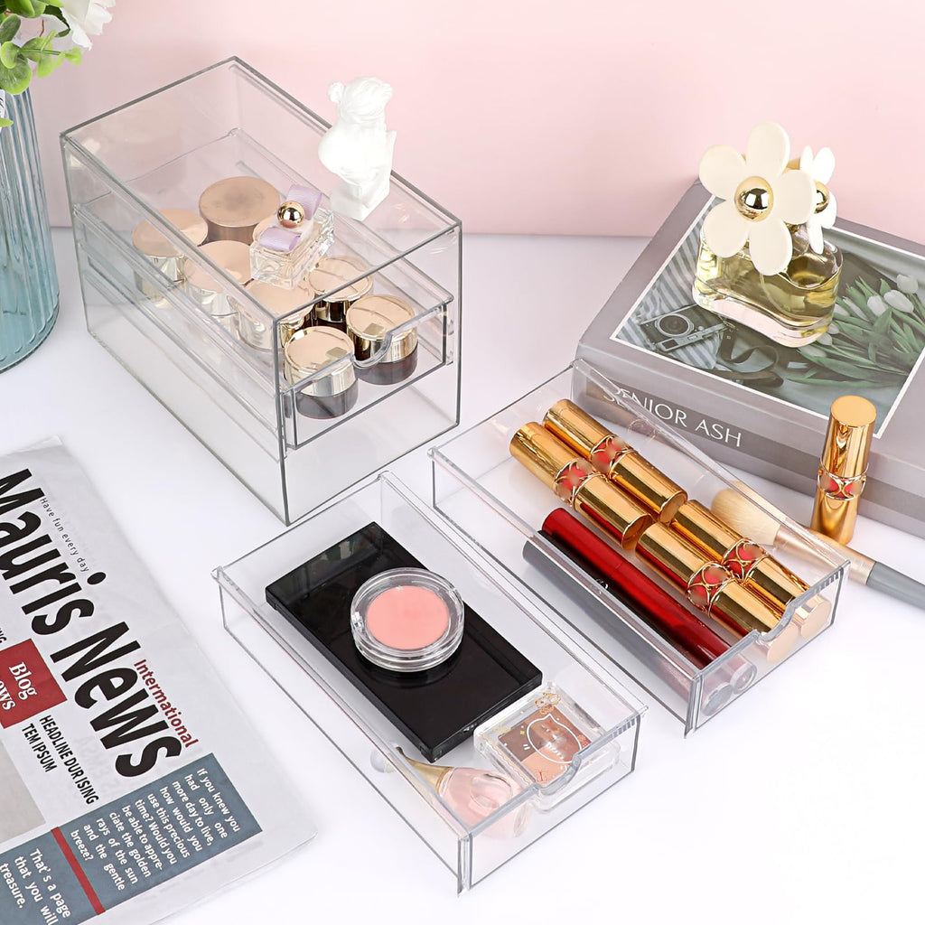 3 Drawer Clear Acrylic Desktop Organizer O6657