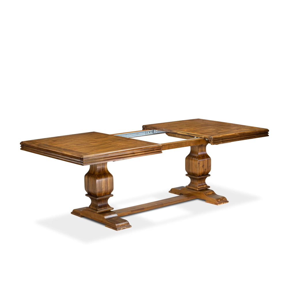 9 Piece Dining Table Set with 8 Beige Fabric Chairs D69899