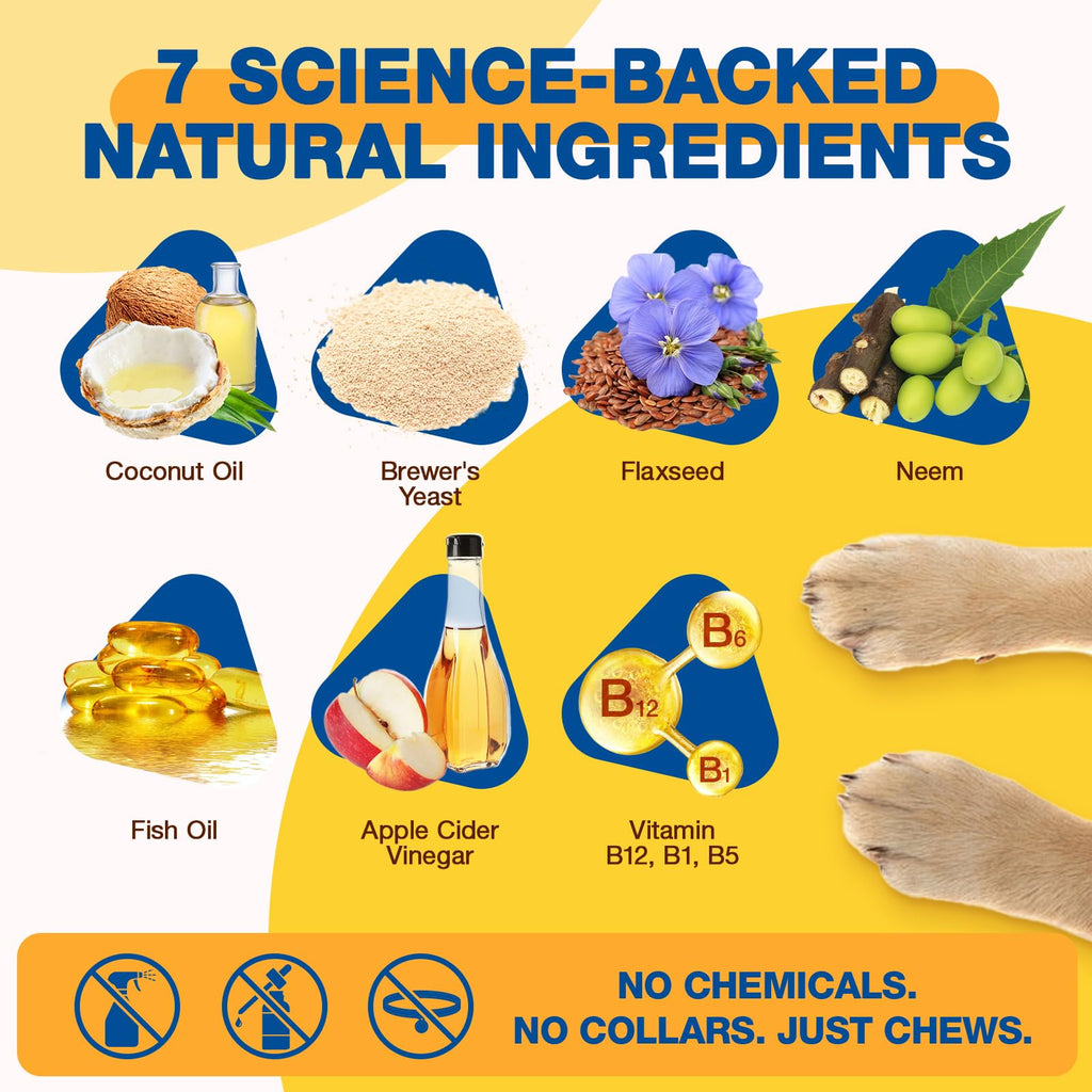 Natural Flea and Tick Chewables for Dogs, 180 Soft Chews E1428