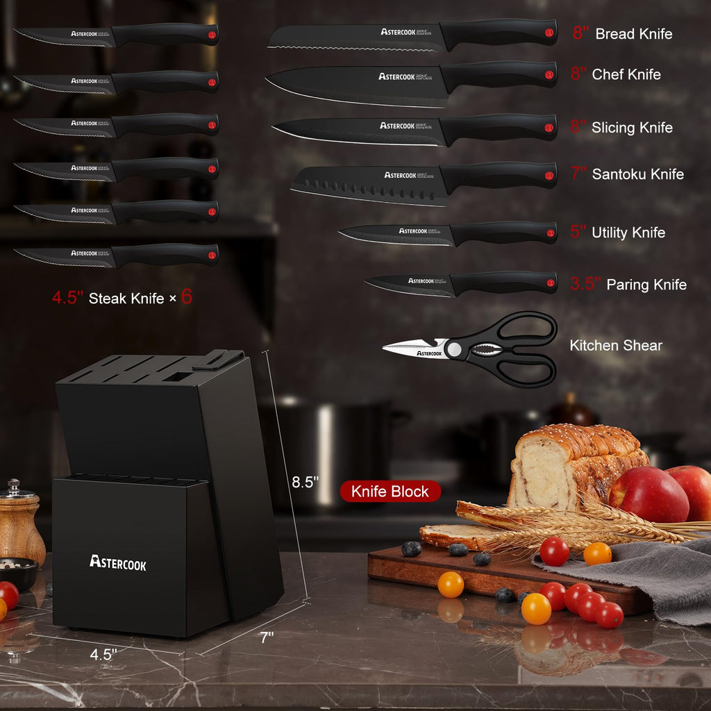 15 Pc German Knife Set with Block and Sharpener V5032