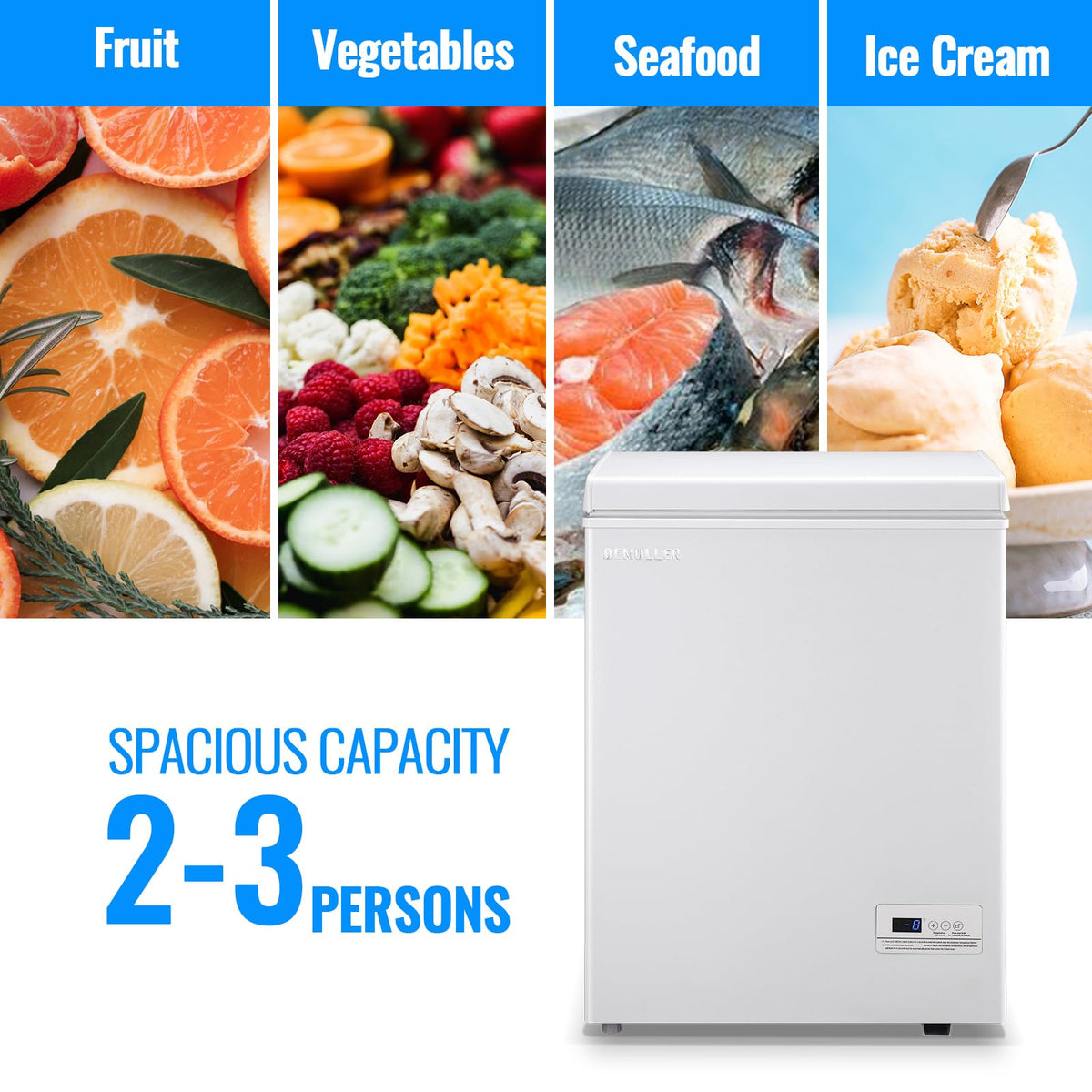 3.5 CU.FT White Chest Freezer with Two Removable Baskets I694