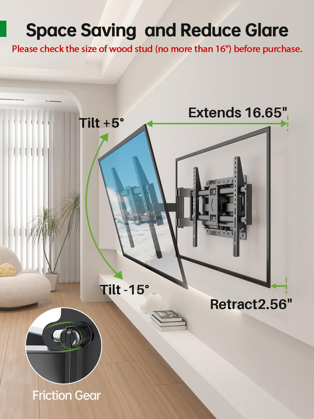 Full Motion TV Wall Mount for 42-90 inch Flat Screen D933