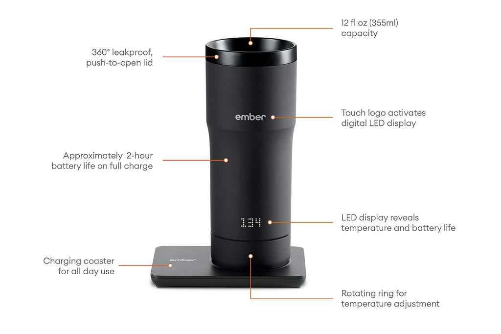 Black 12 Ounce Temperature Control Travel Mug L1470