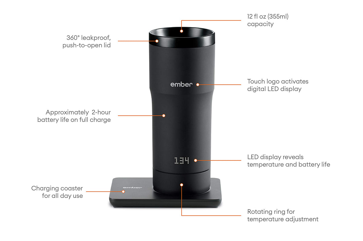 Black 12 Ounce Temperature Control Travel Mug L1470
