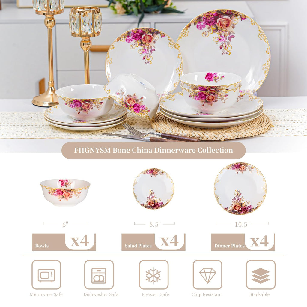White 12 Piece Porcelain Dinnerware Set X9442