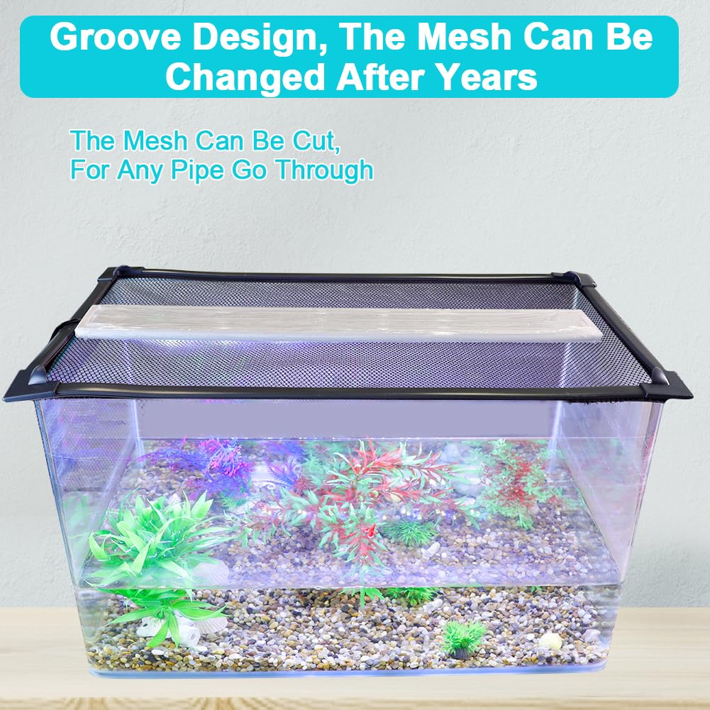 Magnetic Aquarium Cover Lid Anti-Jumping Net Adjustable Max 35''X19'' G537052