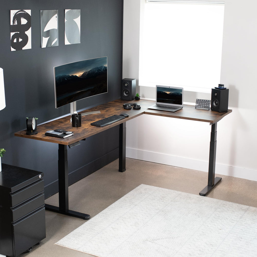 Black Electric Corner 3 Leg Standing Desk Frame K20216