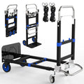 Black Convertible Hand Truck Dolly Cart with 4 Wheels, 500 Lbs Capacity H416
