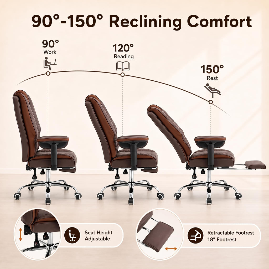 Big and Tall High Back Executive Office Chair with Foot Rest U75348