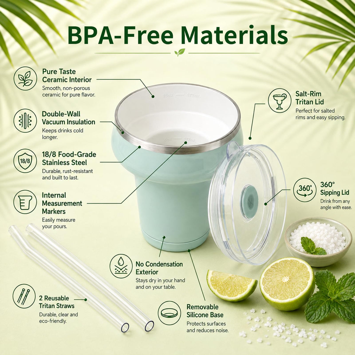 16oz Insulated Tumbler with Lid & Straws W162787