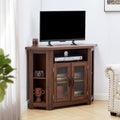Corner TV Stand for TVs up to 48 Inch with Storage Shelves and 2 Doors F33820