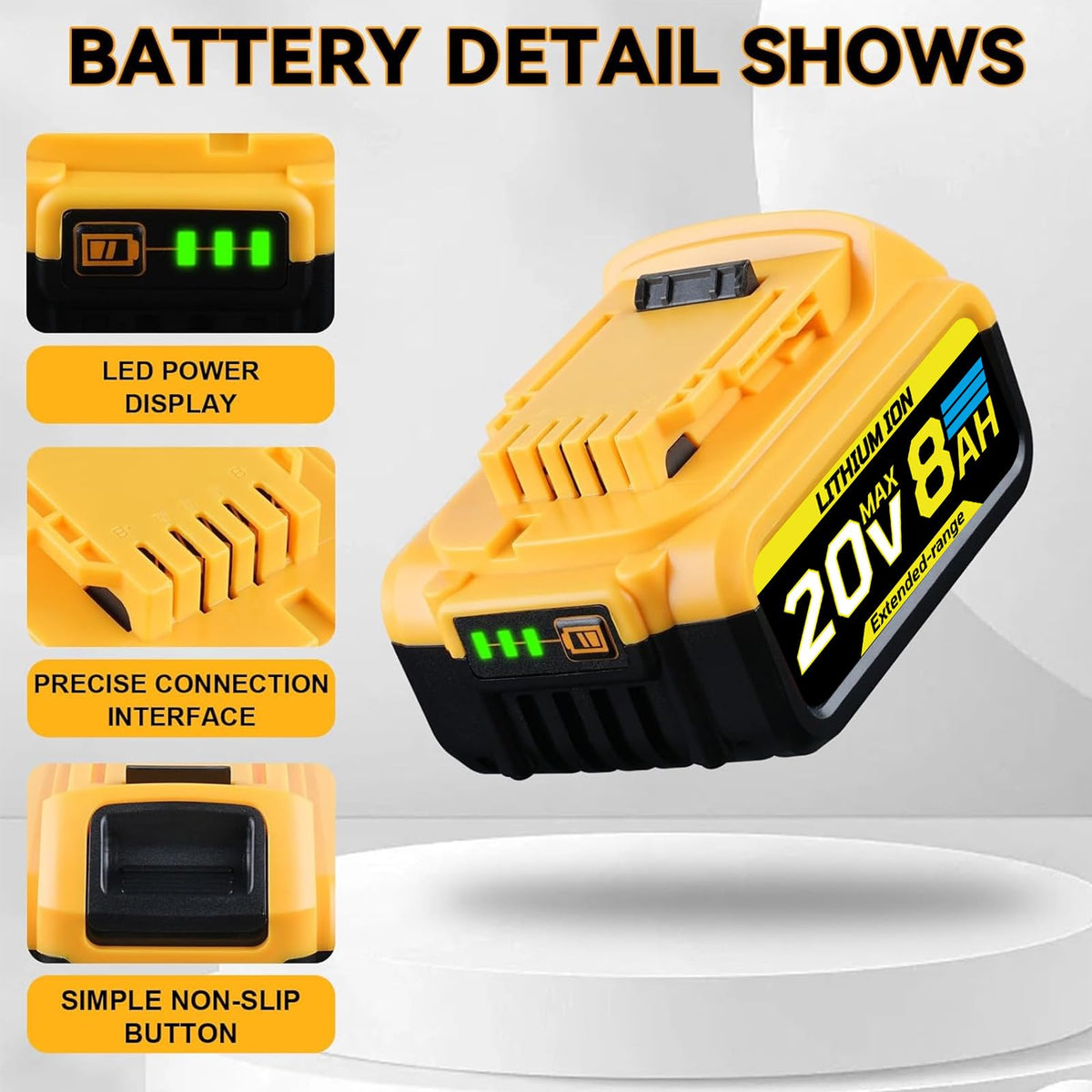 8.0Ah 20V Replacement Battery Q296284