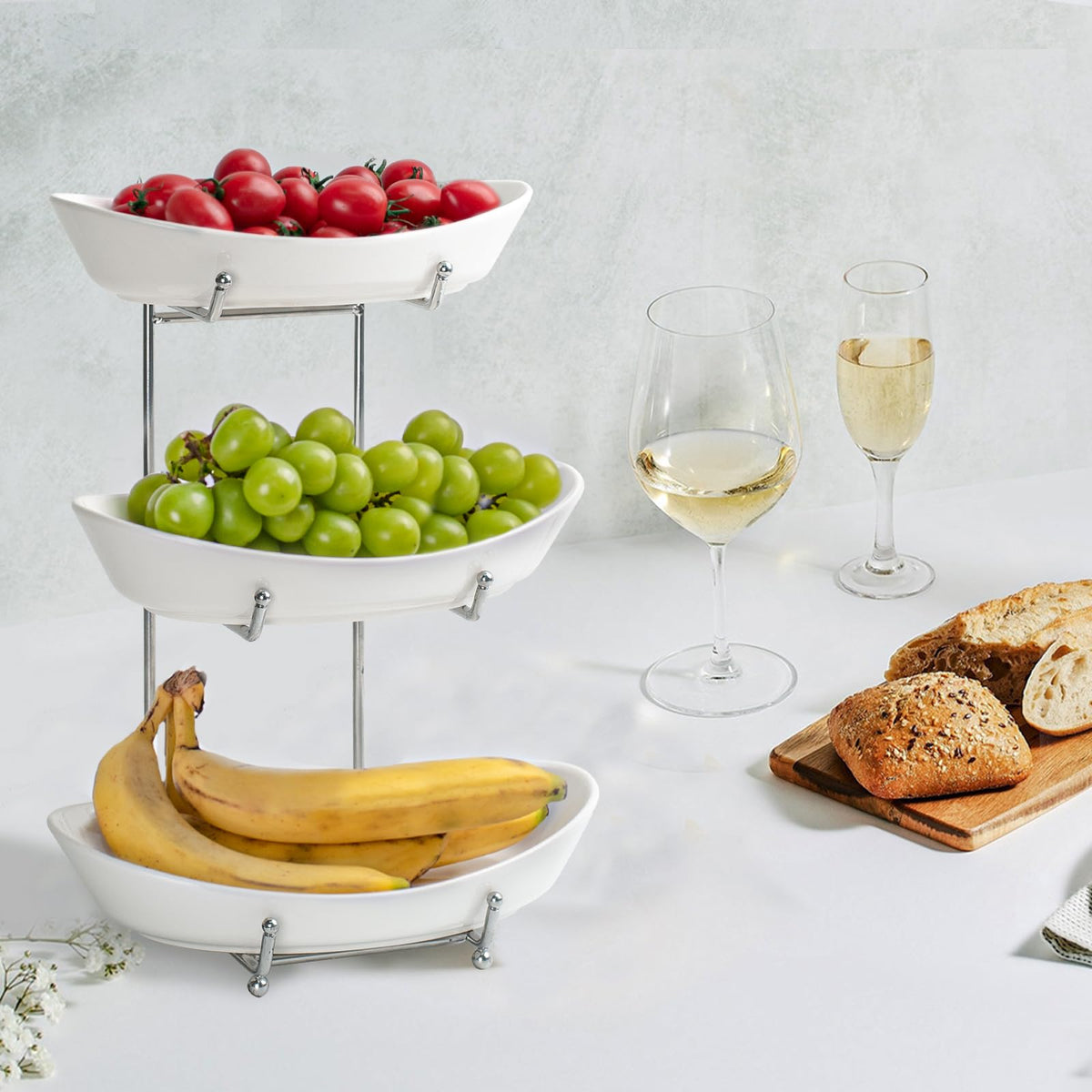 3 Tier Fruit Bowl Basket with Metal Stand N950