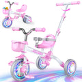 5 in 1 Pink Tricycle with Push Handle I823