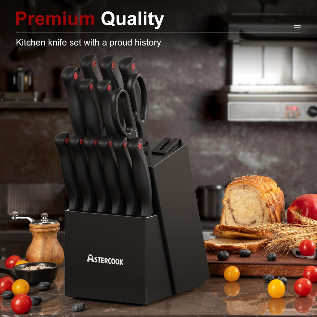 15 Pc German Knife Set with Block and Sharpener V5032